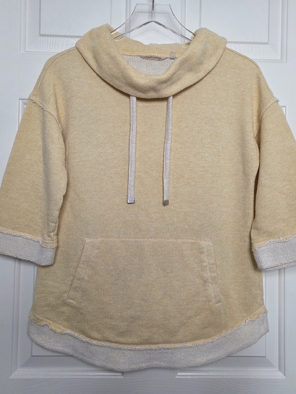 Soft Surroundings Size Petite Medium Knit Pullover Sweater Yellow & White